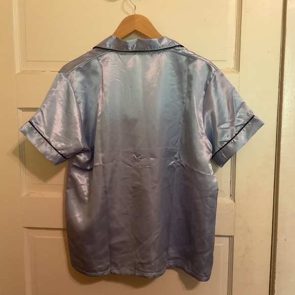 NWOT Contrast Piping Satin PJ Set / Pajama Set - Picture 2 of 5